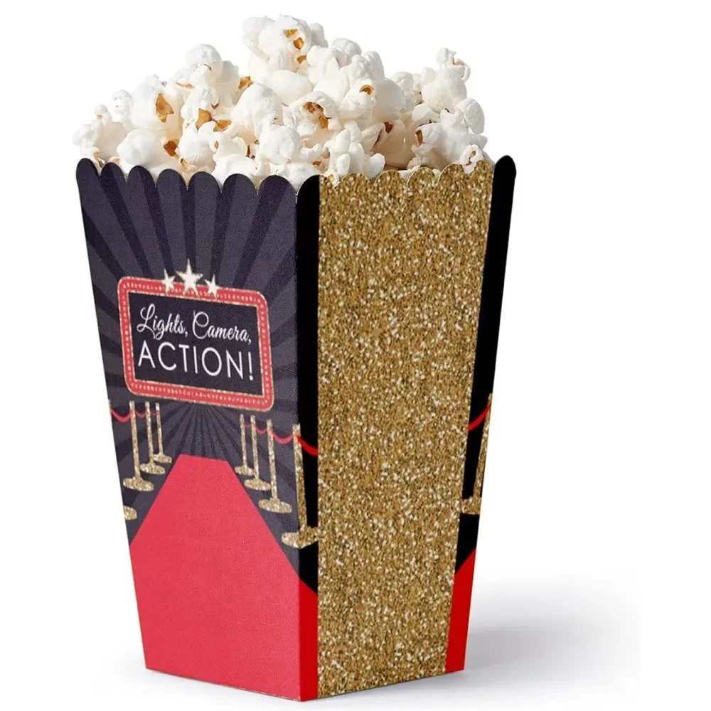 Party decor supplies Red Carpet Movie Night Party Favor Popcorn Treat Boxes 12